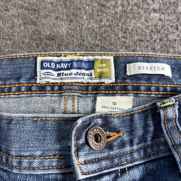 Old Navy Womens Low Waist Cuffed Hem Blue Denim Stretch Capri Jeans Size 12 2005 - Picture 2 of 13